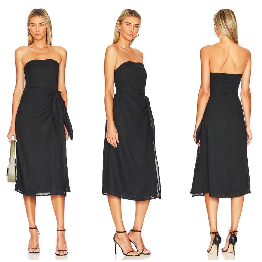 Faithfull The Brand X Revolve El Mar Midi Dress In Black Size 6